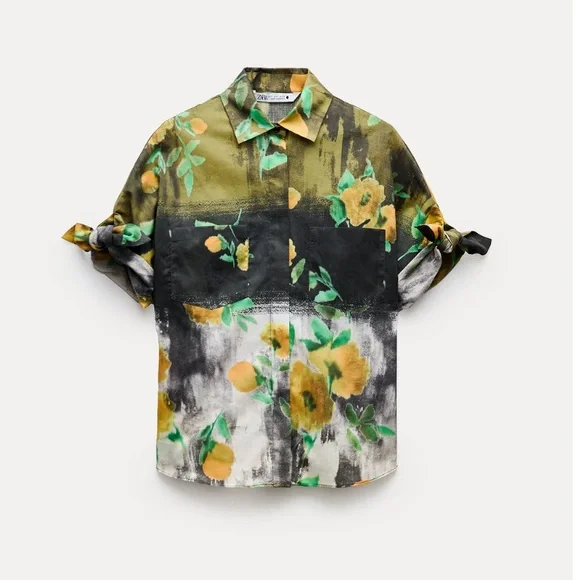 ZARA ZW WOMAN COLLECTION 2pc Co Ord Set Midi skirt & Blouse Size Medium NWT - Picture 5 of 16